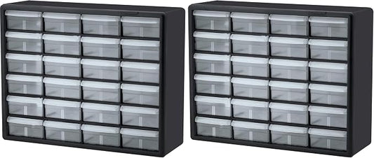 Akro-Mils 24-Drawer Plastic Storage Cabinet | 20" W x 6" D x 16" H | Black | by Akro-Mils