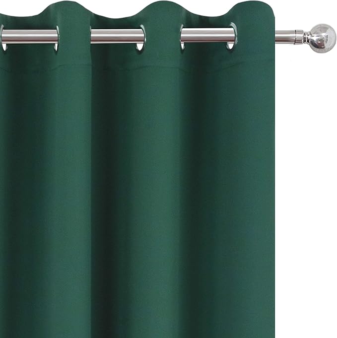 LEMOMO Dark Green Bedroom Blackout Curtains/52 x 63 Inch Long/Set of 2 Curtain - Image 7