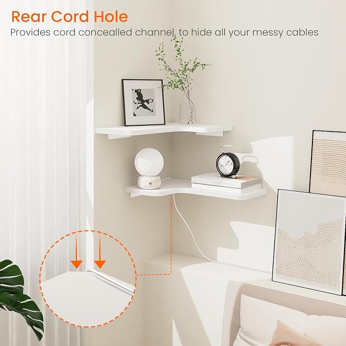 Homode Corner Floating Shelves, L-Shaped Wood Hanging Storage Shelf - Image 5