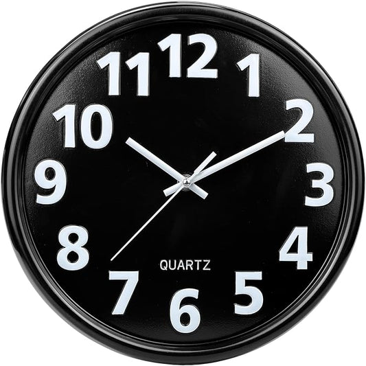 Plumeet 12'' Wall Clock, Battery Operated Wall Clocks Silent Non-Ticking Quartz by Plumeet