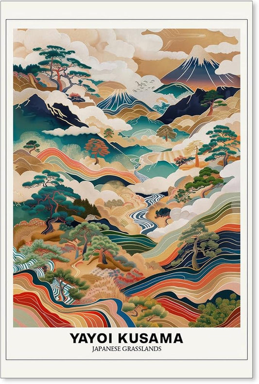 Vintage Yayoi Kusama Grasslands Posters Japanese Wall Art Yayoi Kusama Abstract by Unknown