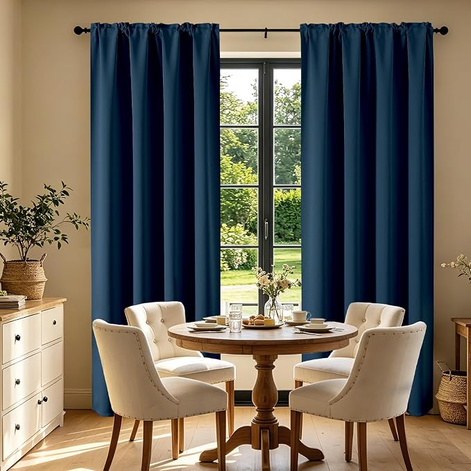 CUCRAF Navy Blue Blackout Curtains 108 inch Length 2 Panels Set, Rod Pocket - Image 7