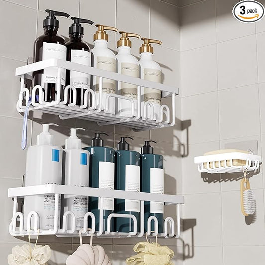 Veken Shower Caddy 3-Pack, Advanced Rustproof Design, No Drilling Adhesive by Veken