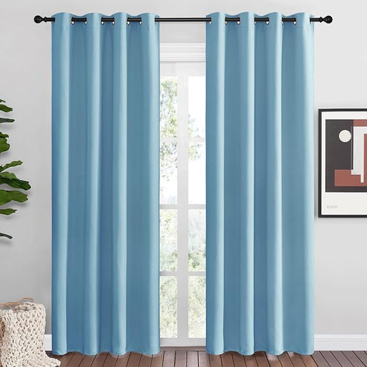 NICETOWN Teal Blue Blackout Curtains 86 inches Length by NICETOWN