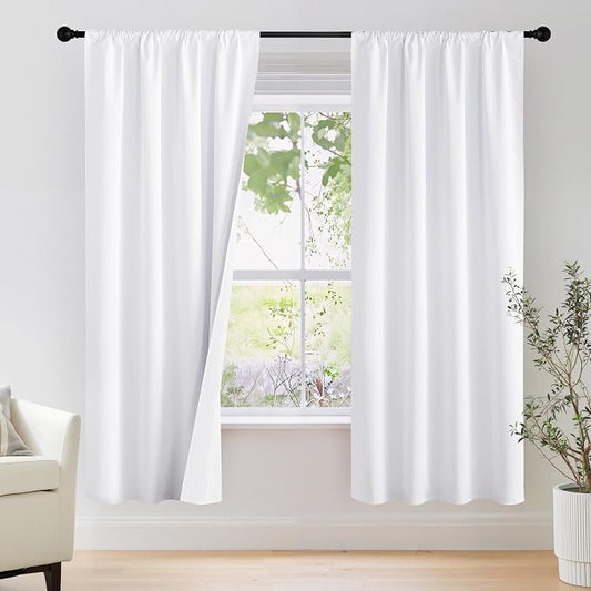 NICETOWN Bedroom 100% Blackout Curtains, 2 Panels, 42 by 72, Snow White by NICETOWN