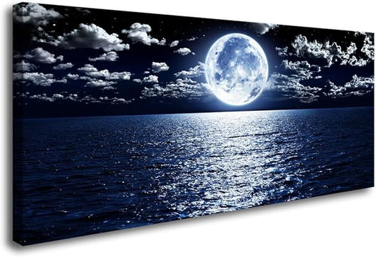 Cao Gen Decor Art S06962 Wall Art Canvas Prints Moon Sea Ocean Landscape 1 by Cao+Gen+Decor+Art