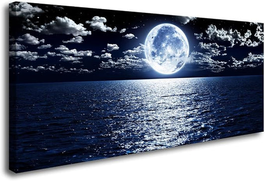 Cao Gen Decor Art S06950 Wall Art Canvas Prints Moon Sea Ocean Landscape 1 by Cao+Gen+Decor+Art