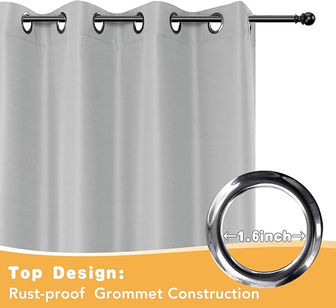 HolidayIdeas Extra Wide Outdoor Curtains for Patio Waterproof, 2 Panels - 110 x 95 Inch - Privacy & Light Filtering Curtains Grommet Outside Curtains for Porch, Gazebo, Pergola, Backyard (Silver)