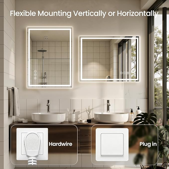 72X40 LED Bathroom Mirror with Lights, Backlit + Front Lit, Lighted Bathroom - Image 6