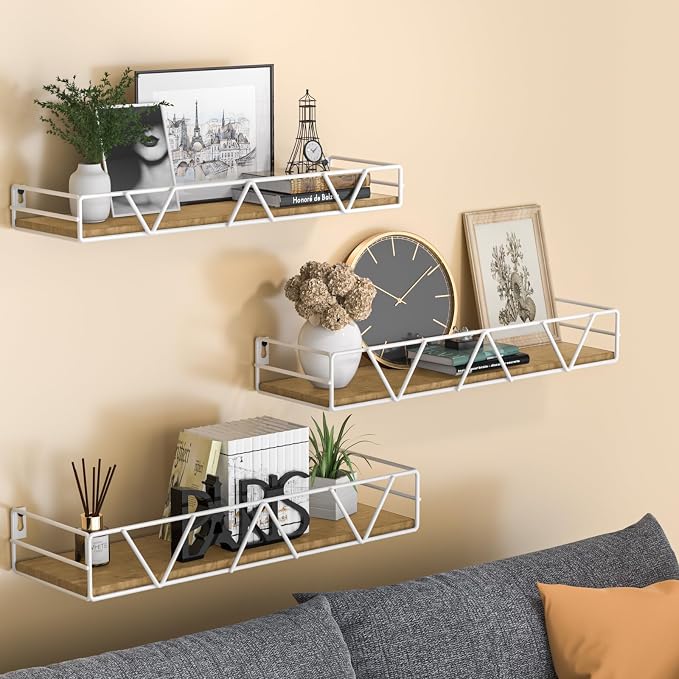 Amaoot Floating Shelves Set of 3, Home Wood Wall Shelf, Farmhouse Shelf - Image 2