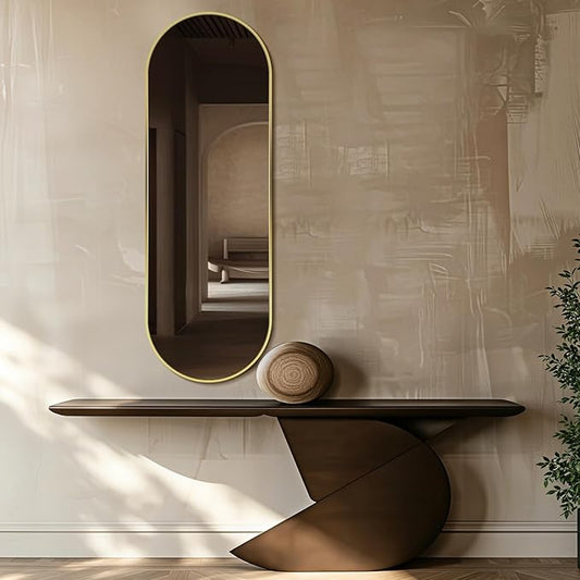 Oval Full Length Mirror, Ultra-Clear Explosion-Proof Dressing Mirror, Simple & by TheiaMo