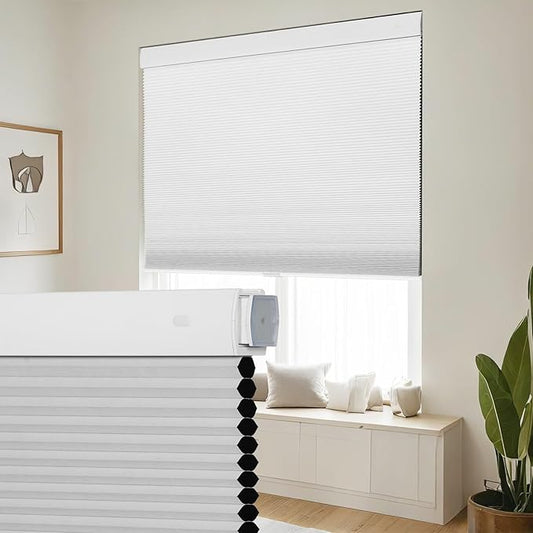 SEEYE No Drill Cordless Cellular Shades, Thermal Insulated Noise Reduction by SEEYE