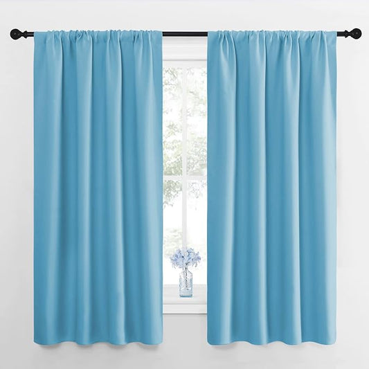 NICETOWN Kitchen Curtains, Short Blackout Drapes, Teal Blue, Thermal Insulated by NICETOWN