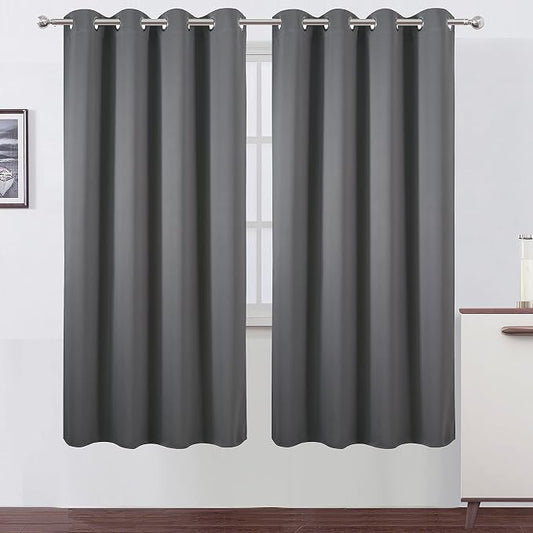 LEMOMO Grey Blackout Curtains/52 x 72 Inch/Set of 2 Panels Thermal Insulated by Lemomo