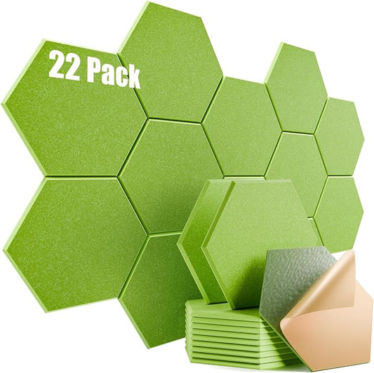 22 Pack Self-adhesive Acoustic Panels 12" X 10" X 0.4" by Dailycooper