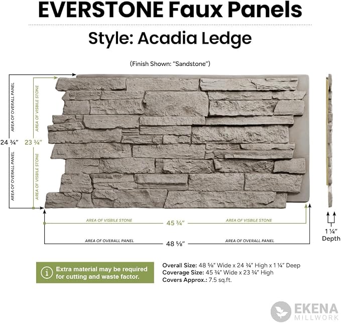 EverStone Acadia Ledge Faux Stone Panel, Deep Creek Color - Image 2