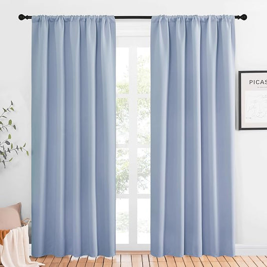 NICETOWN Window Curtains Blackout Drapes, Vintage Blue, 1 Pair, 52 by 84-Inch by NICETOWN