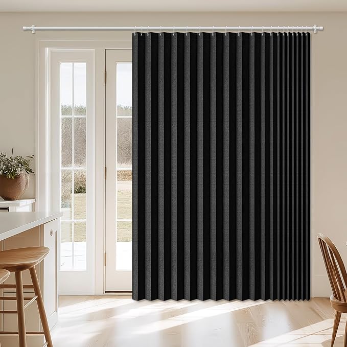 AJAZZ Blackout Accordion Door Curtain 98"x78" Black by AJAZZ
