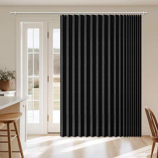 AJAZZ Blackout Accordion Door Curtain 98"x78" Black by AJAZZ