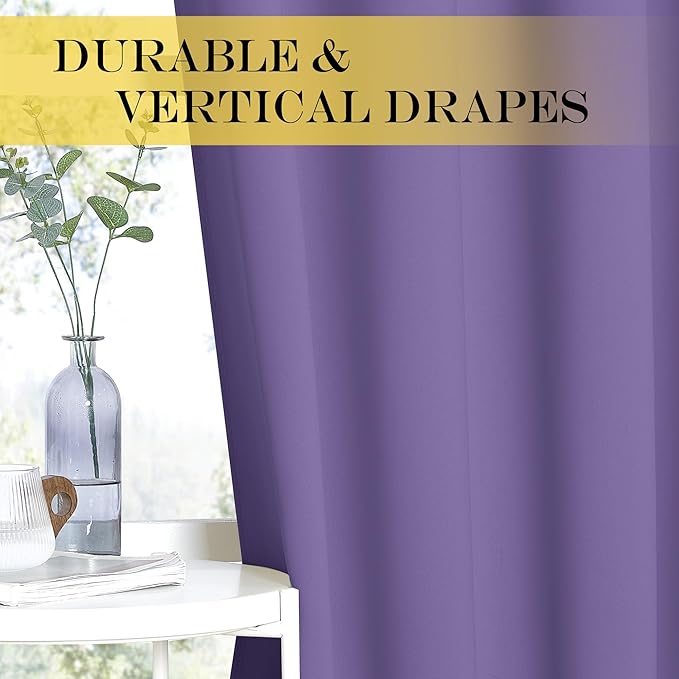 NICETOWN Blackout Curtains & Drapes - Privacy Thermal Efficiency Backdrop Curtains for Bedroom Room Divider Living Room Patio Sliding Glass Door, Wide 80 x Long 144 inch, Lilac Purple, 1 Panel
