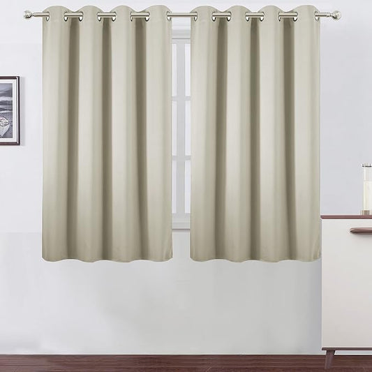 LEMOMO Light Beige Blackout Curtains/52 x 45 Inch Length Kids Curtains/Set of 2 by Lemomo