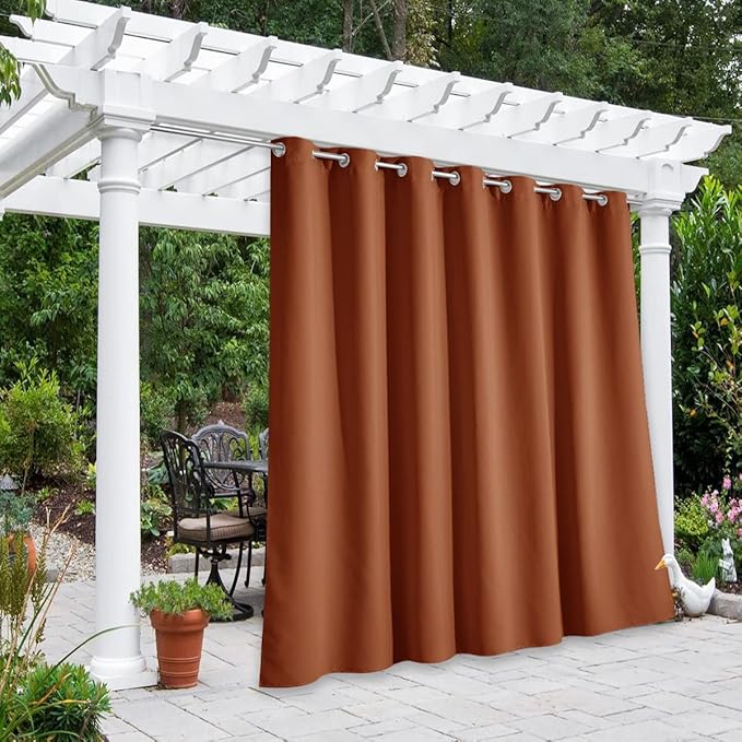 NICETOWN Outdoor Curtain for Patio Waterproof, Rustproof Grommet Thermal Insulated Extra Wide Blackout Privacy Indoor Outdoor Drape for Gazebo/Cabana, Mecca Red, 1 Panel, W100 x L95