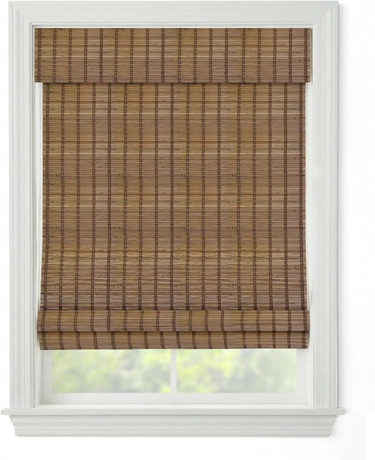 Cordless Woven Wood Roman Shades, 71W x 36H, Ashbury Camel, Sizes 20-72 Wide by FirstRateBlinds