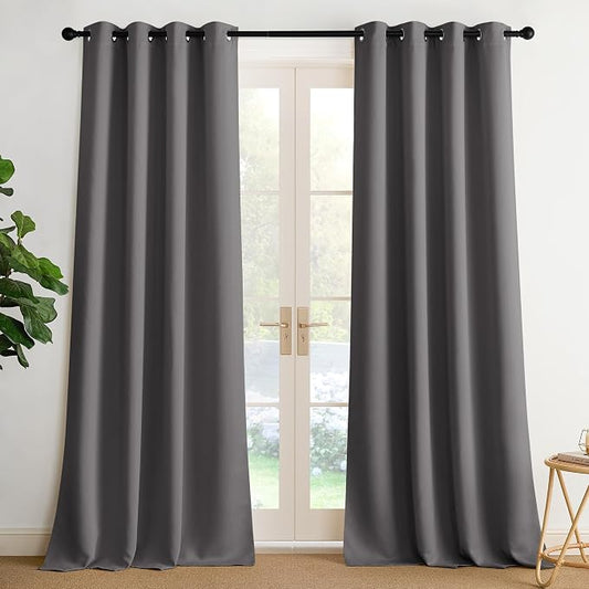 NICETOWN Blackout Curtains Grommet 2 Panels Grey Drapes 95Inches Long by NICETOWN
