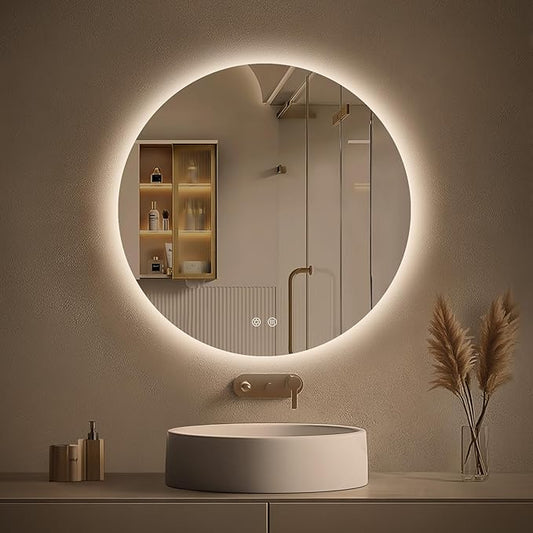 LOVESPEJO 24 Inch Round Backlit Bathroom Mirror by LOVESPEJO