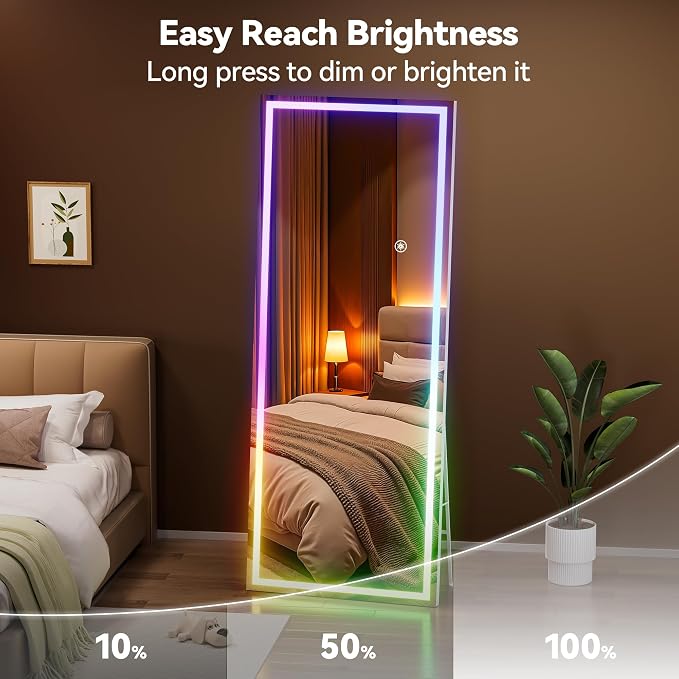 Hasipu 75"x28" LED RGB Bluetooth Full Length Mirror - Image 8