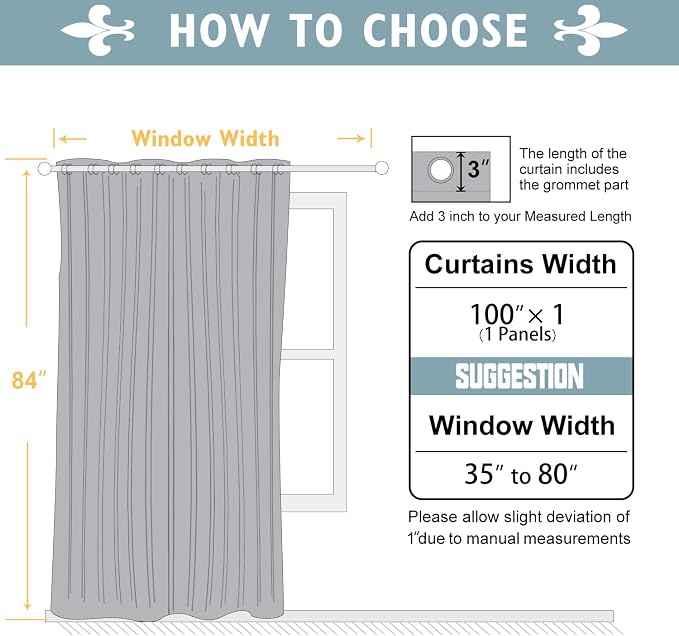 ChrisDowa Room Divider Curtain 84 Inches Long, Wide Blackout Sliding Door - Image 6