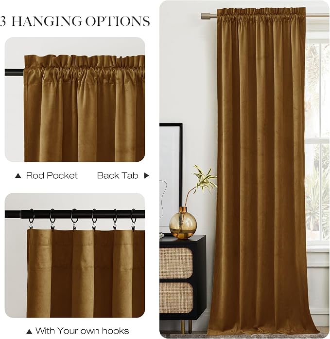 NICETOWN Gold Brown Velvet Curtains - Image 5