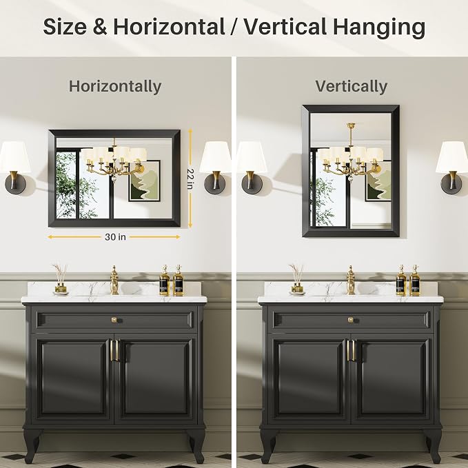 Briivue 22x30 Inch Black Bathroom Mirror - Image 6