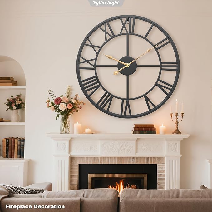 Pytha Sight 24 Inch Large Oversized Farmhouse Modern Decorative Wall Clock - Image 6