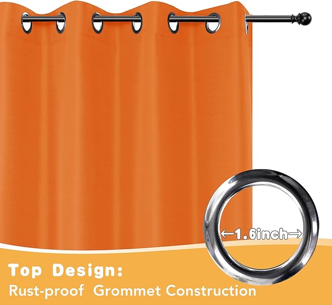 HolidayIdeas Outdoor Curtains for Patio Waterproof, 4 Panels - 54 x 84 Inch - Privacy Protection & Light Filtering Curtains Grommet Outside Curtains for Porch, Gazebo, Pergola (Mecca Orange)