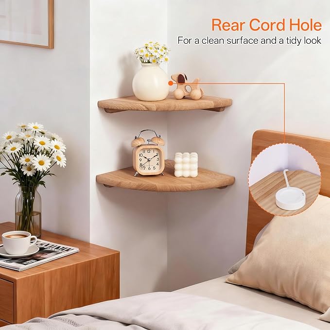 Gieanoo Corner Floating Shelf 7inch Solid Oak Wood Floating Corner Shelf - Image 3
