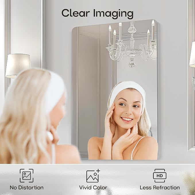 USHOWER 2-Pack Frameless Bathroom Mirrors - Image 2