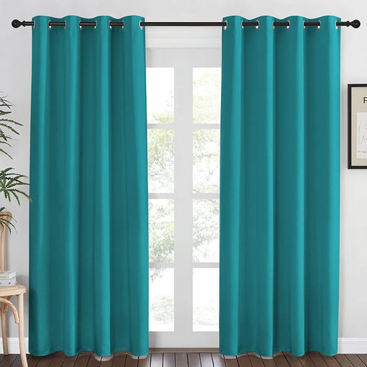 NICETOWN Peacock Teal Blackout Curtains 84inch Length by NICETOWN