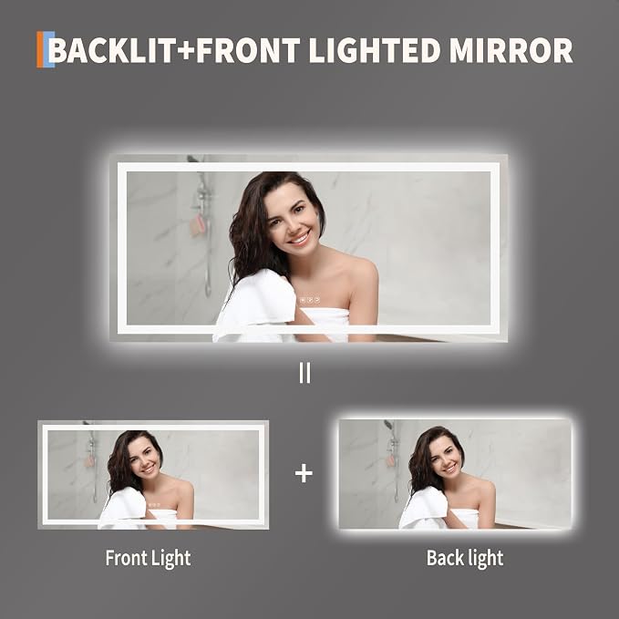 GarveeHome 55x26 LED Bathroom Mirror - Image 2
