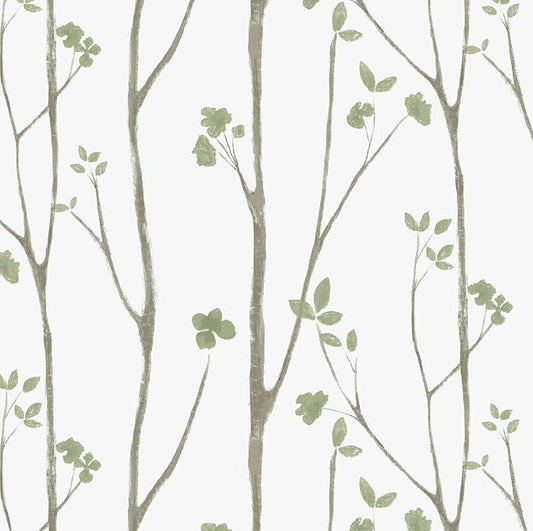 Timeet Green White Leaf Floral Boho Wallpaper 16" x 393.7" Self-Adhesive by Timeet