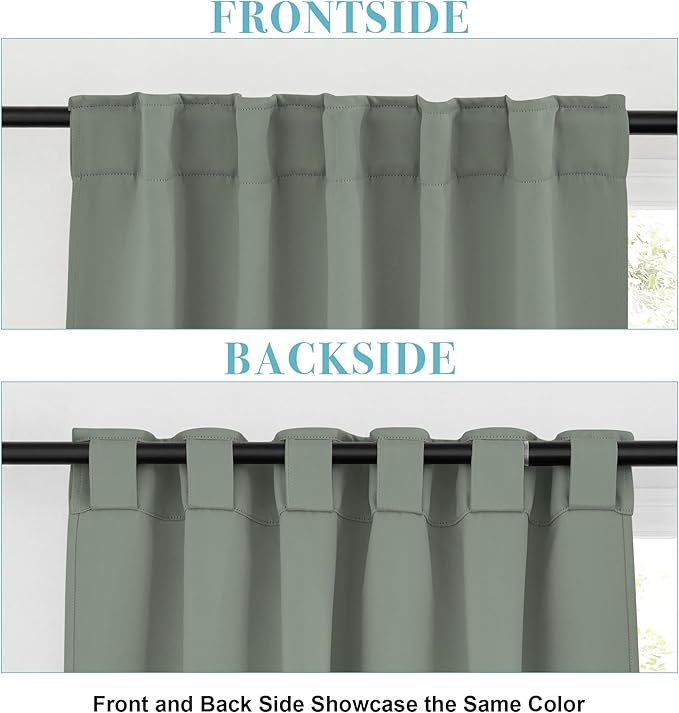 RYB HOME Short Blackout Curtains& Drapes, Room Darkening Drapery Thermal - Image 3