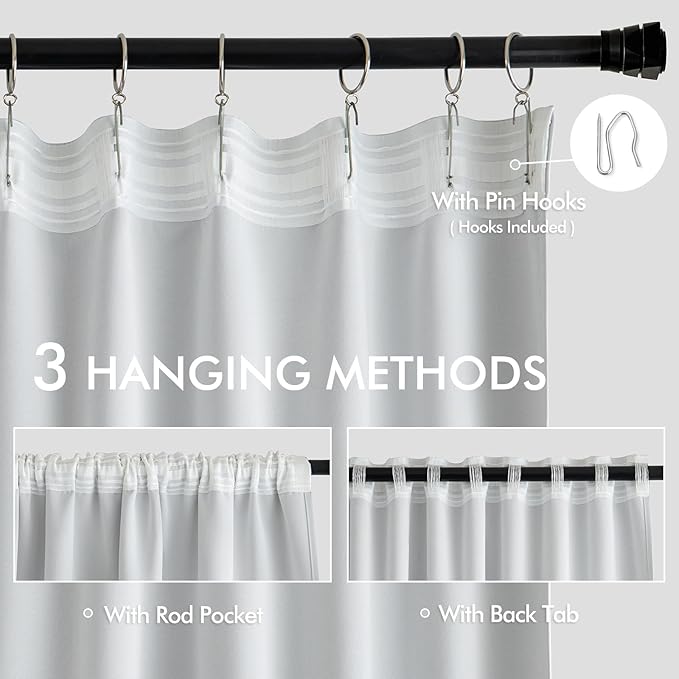 MIULEE Back Tab Light Blocking Curtains 84 Inch Length 2 Panels Set - Image 3