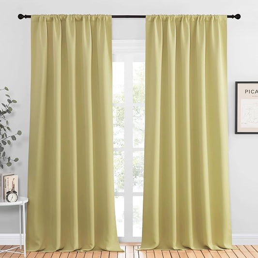NICETOWN Blackout Curtains for Living Curtains, Paler Yellow, 2 Panels by NICETOWN