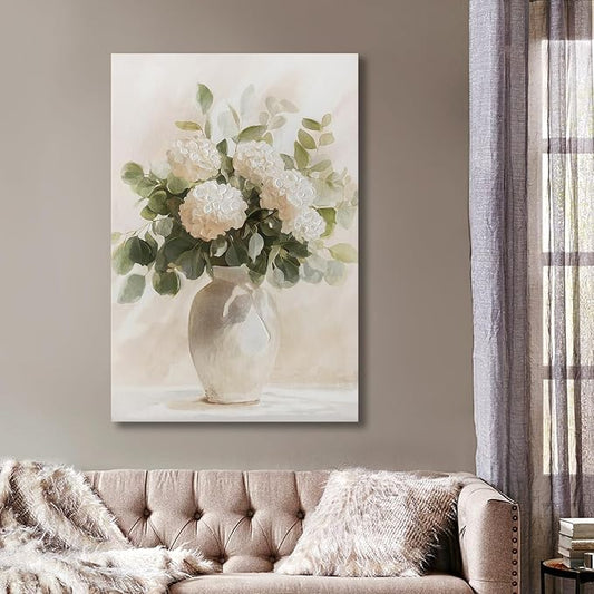 Hand painted Rustic Farmhouse Flower Canvas Wall Art, Soothing Calming Nature by JolyWell