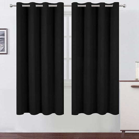 LEMOMO Black Thermal Blackout Curtains/52 x 72 Inch/Set of 2 Panels Room by Lemomo