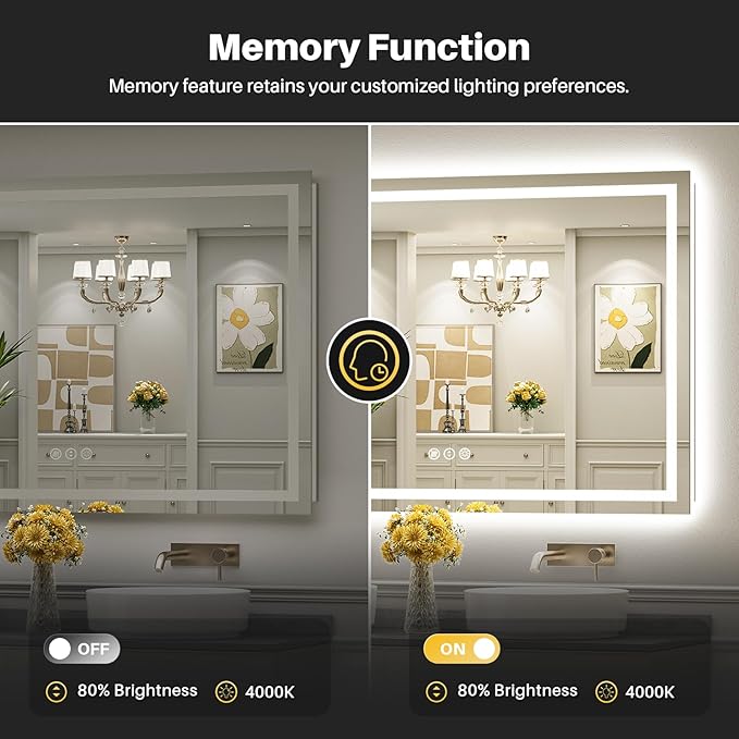 Briivue 84x40 Inch LED Bathroom Mirror - Image 6