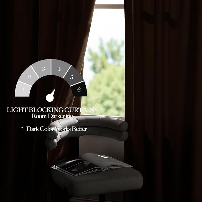 NICETOWN Brown Velvet Blackout Curtains 96 inches Long, Room Darkening Home - Image 4