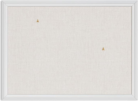 U Brands Bulletin Board, 18 x 24 Inch Linen Fabric Pin Board, Farmhouse White by UBrands