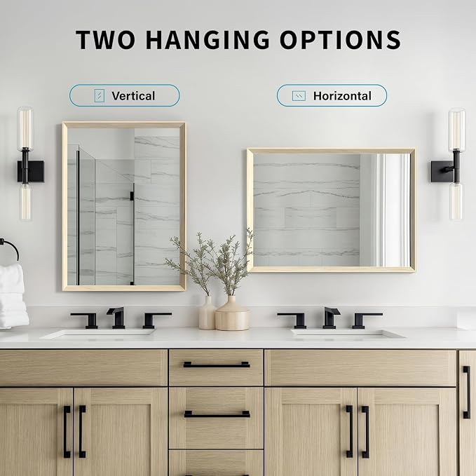 Oak Wood Effect Framed Wall Mirror, 30x36 Rectangle Mirror, Anti-desilvering - Image 9