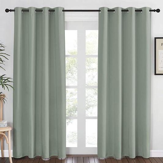 NICETOWN Blackout Sage Green Curtain 84 inch Length by NICETOWN